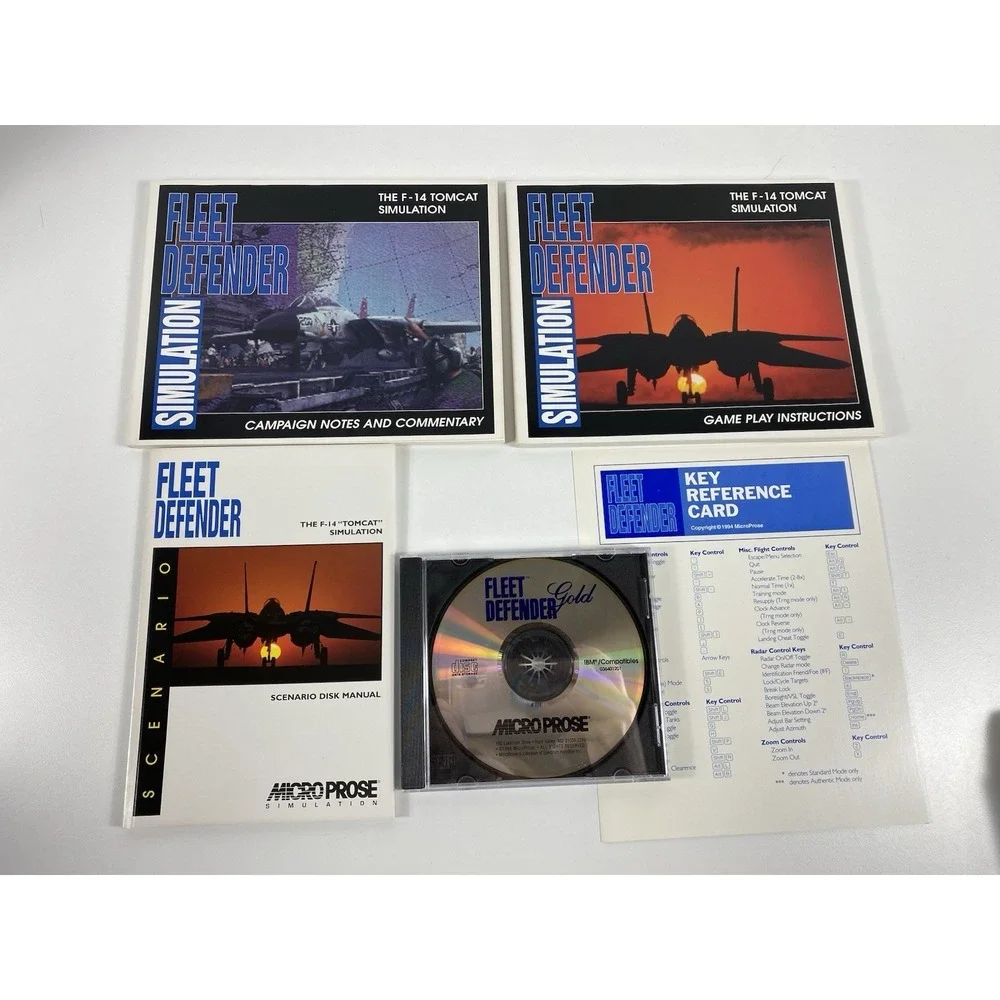 Fleet Defender Gold F-14 Tomcat Simulation Multimedia PC DOS Big Box CD-Rom CIB